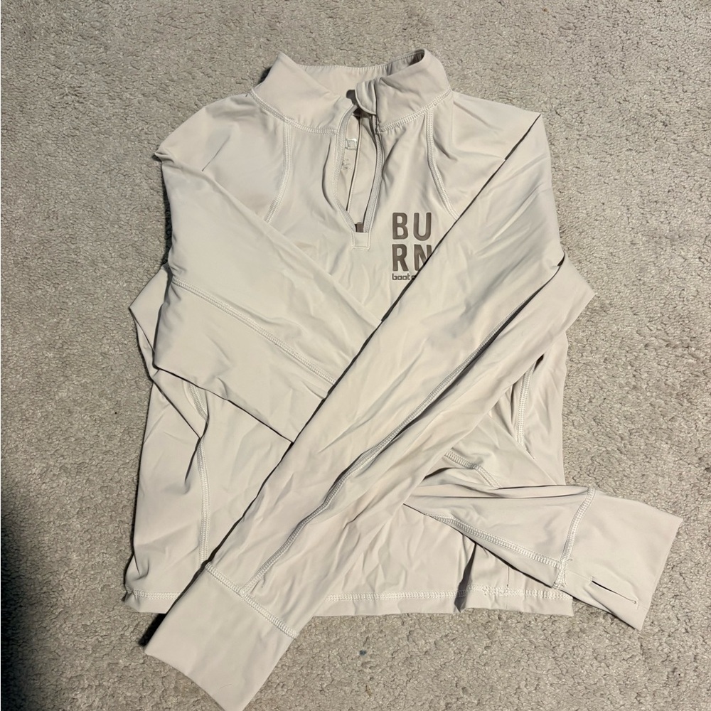 Burn Boot Camp Beige Quarter-Zip Top